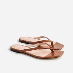 J. Crew Brown Square-Toe Flip Flop Sandals